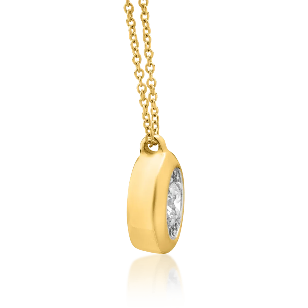 Lant cu pandantiv din aur galben cu diamant de 0.122ct si diamante de 0.04ct - imagine 3