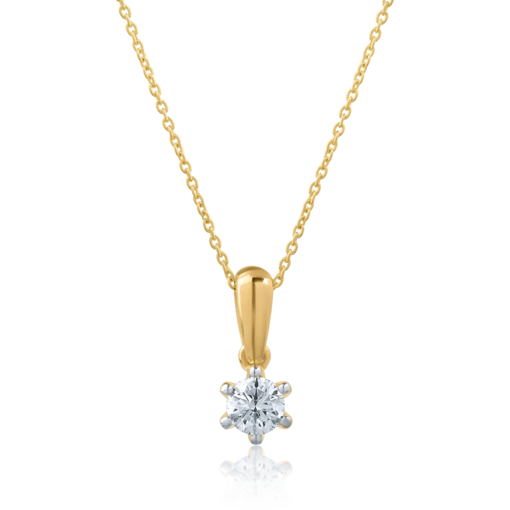 Lant cu pandantiv din aur galben cu diamant de 0.158ct