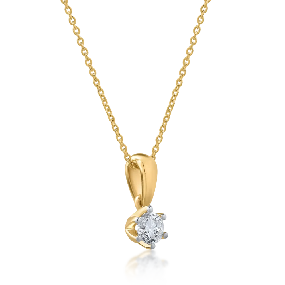 Lant cu pandantiv din aur galben cu diamant de 0.158ct - imagine 2