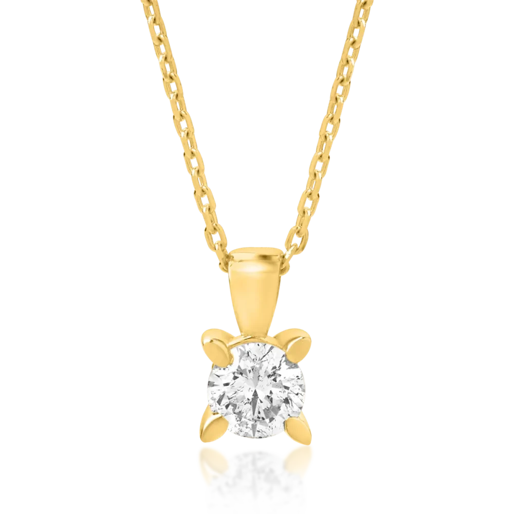 Lant cu pandantiv din aur galben cu diamant de 0.15ct