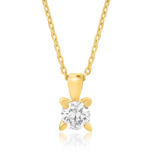 Lant cu pandantiv din aur galben cu diamant de 0.15ct
