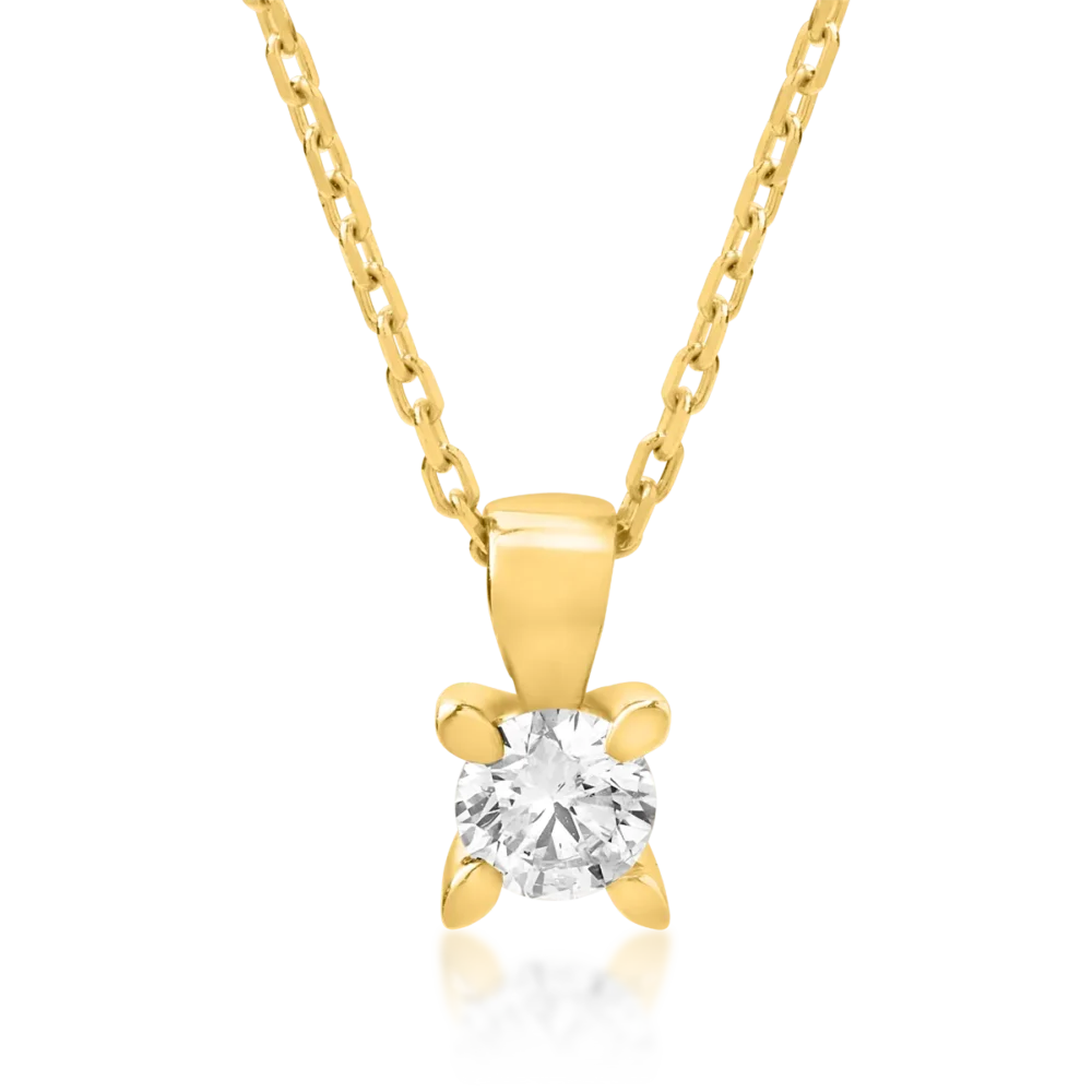 Lant cu pandantiv din aur galben cu diamant de 0.2ct