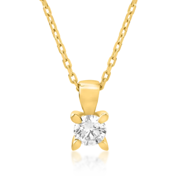 Lant cu pandantiv din aur galben cu diamant de 0.2ct