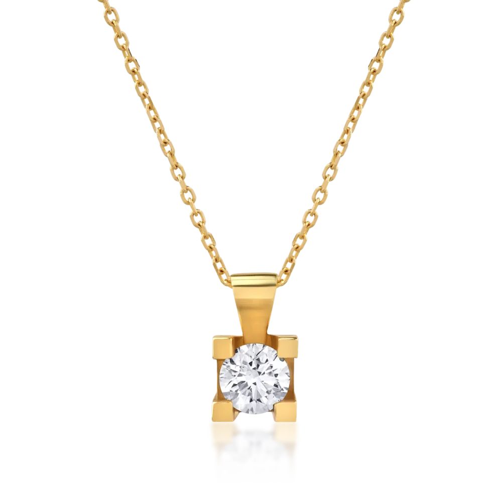 Lant cu pandantiv din aur galben cu diamant de 0.38ct