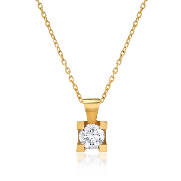 Lant cu pandantiv din aur galben cu diamant de 0.38ct