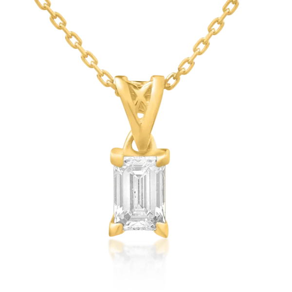 Lant cu pandantiv din aur galben cu diamant emerald de 0.3ct