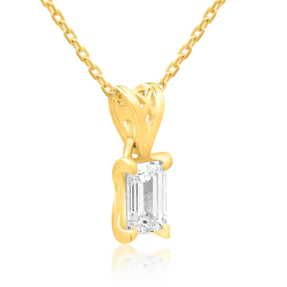 Lant cu pandantiv din aur galben cu diamant emerald de 0.3ct - imagine 2