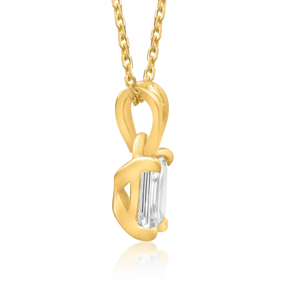 Lant cu pandantiv din aur galben cu diamant emerald de 0.3ct - imagine 3