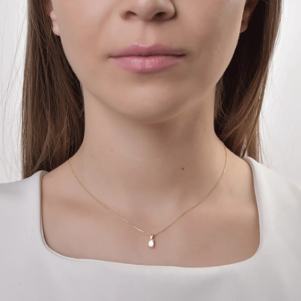 Lant cu pandantiv din aur galben cu diamant emerald de 0.3ct - imagine 4