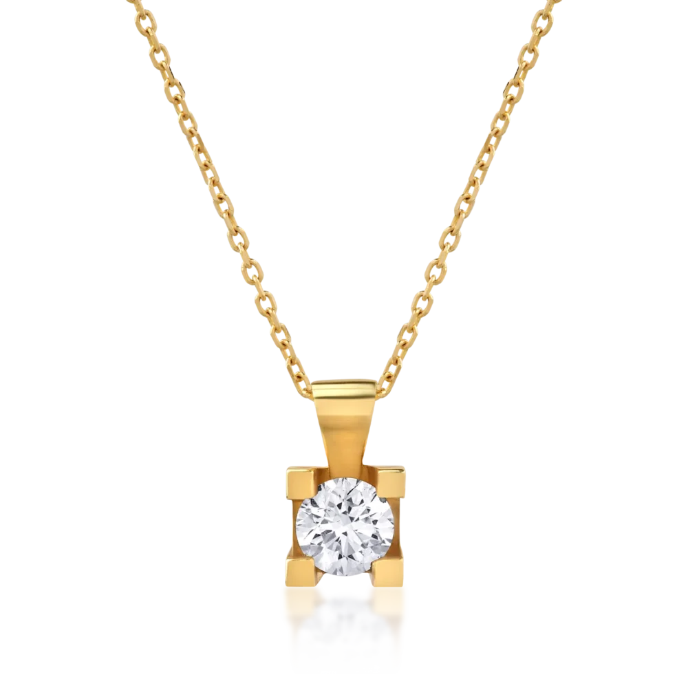 Lant cu pandantiv din aur galben cu diamant de 0.4ct