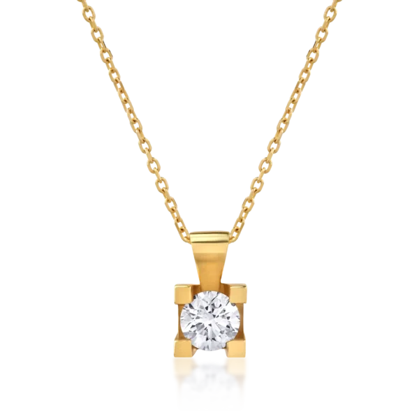 Lant cu pandantiv din aur galben cu diamant de 0.4ct