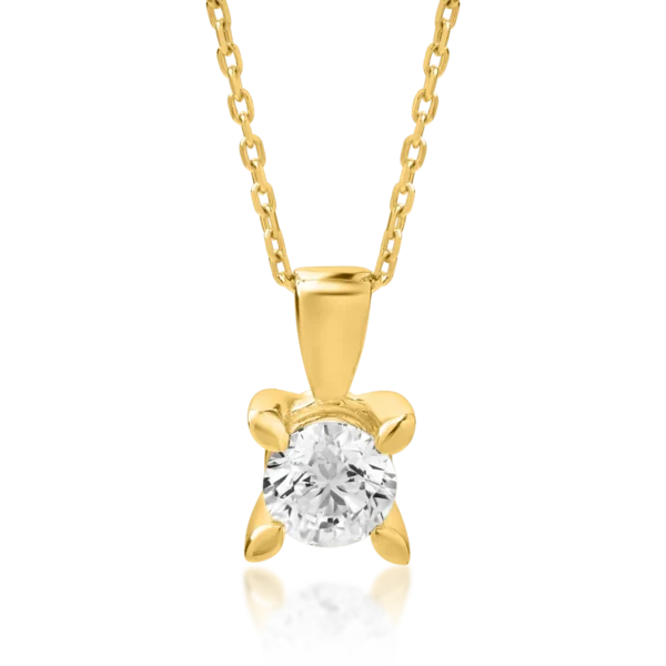Lant cu pandantiv din aur galben cu diamant de 0.4ct