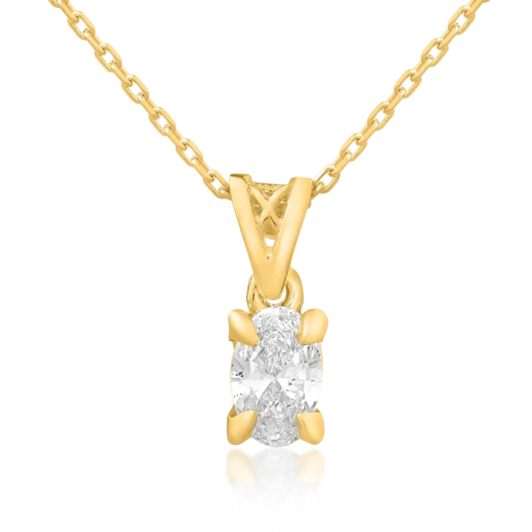 Lant cu pandantiv din aur galben cu diamant oval de 0.4ct