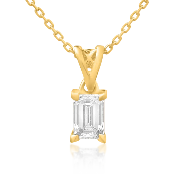 Lant cu pandantiv din aur galben cu diamant emerald de 0.4ct