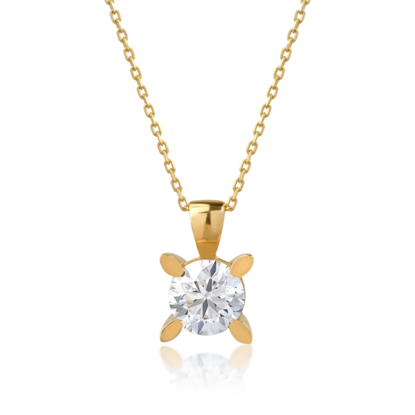 Lant cu pandantiv din aur galben cu diamant de 1ct