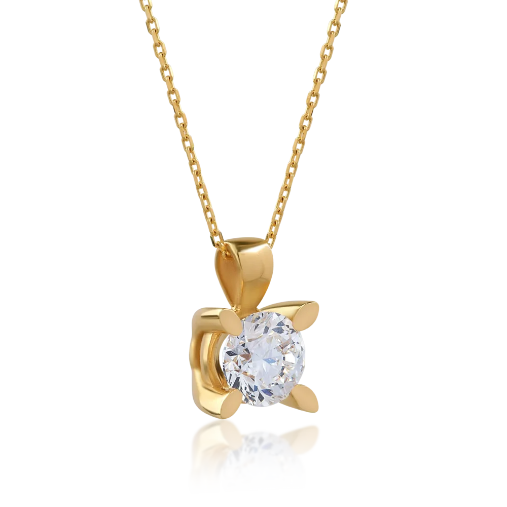 Lant cu pandantiv din aur galben cu diamant de 1ct - imagine 2