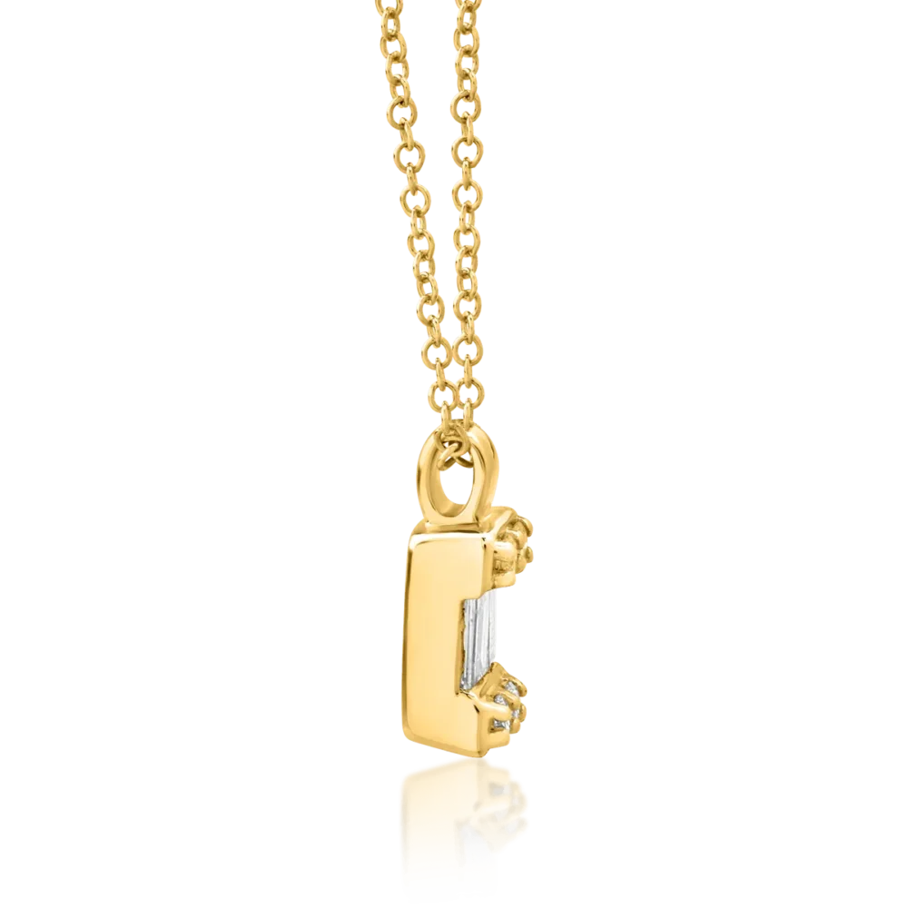 Lant cu pandantiv din aur galben cu diamante baguette si rotunde de 0.083ct - imagine 3