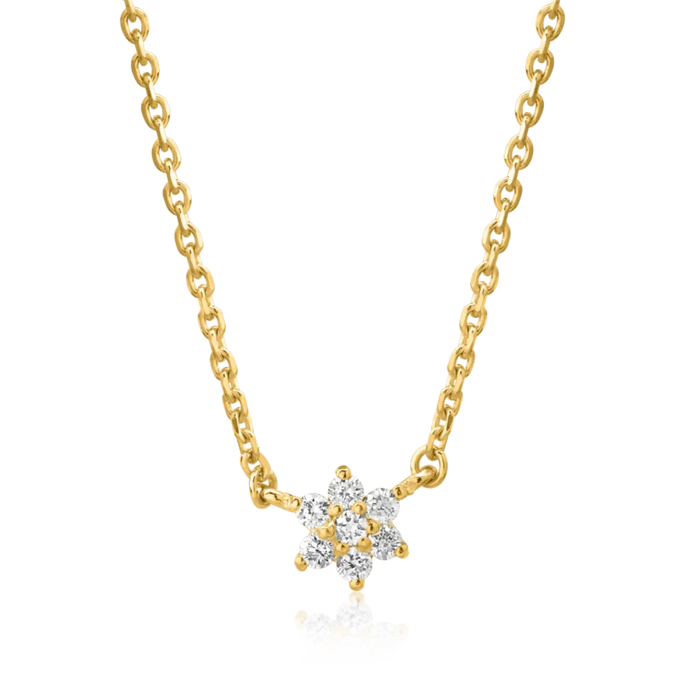 Lant cu pandantiv din aur galben cu diamante de 0.08ct