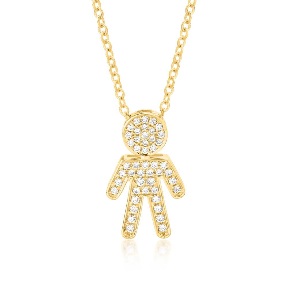 Lant cu pandantiv din aur galben cu diamante de 0.16ct