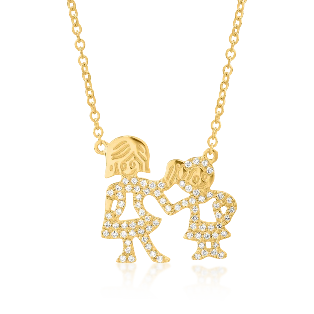 Lant cu pandantiv din aur galben cu diamante de 0.2ct