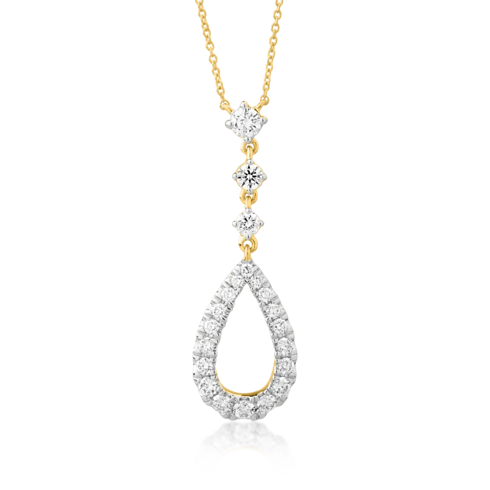 Lant cu pandantiv din aur galben cu diamante de 0.459ct