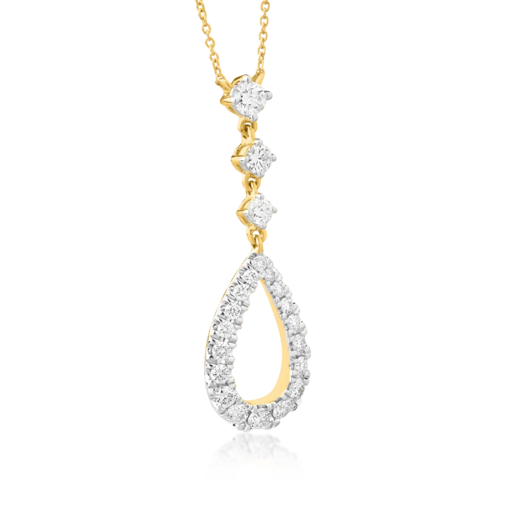 Lant cu pandantiv din aur galben cu diamante de 0.459ct - imagine 2