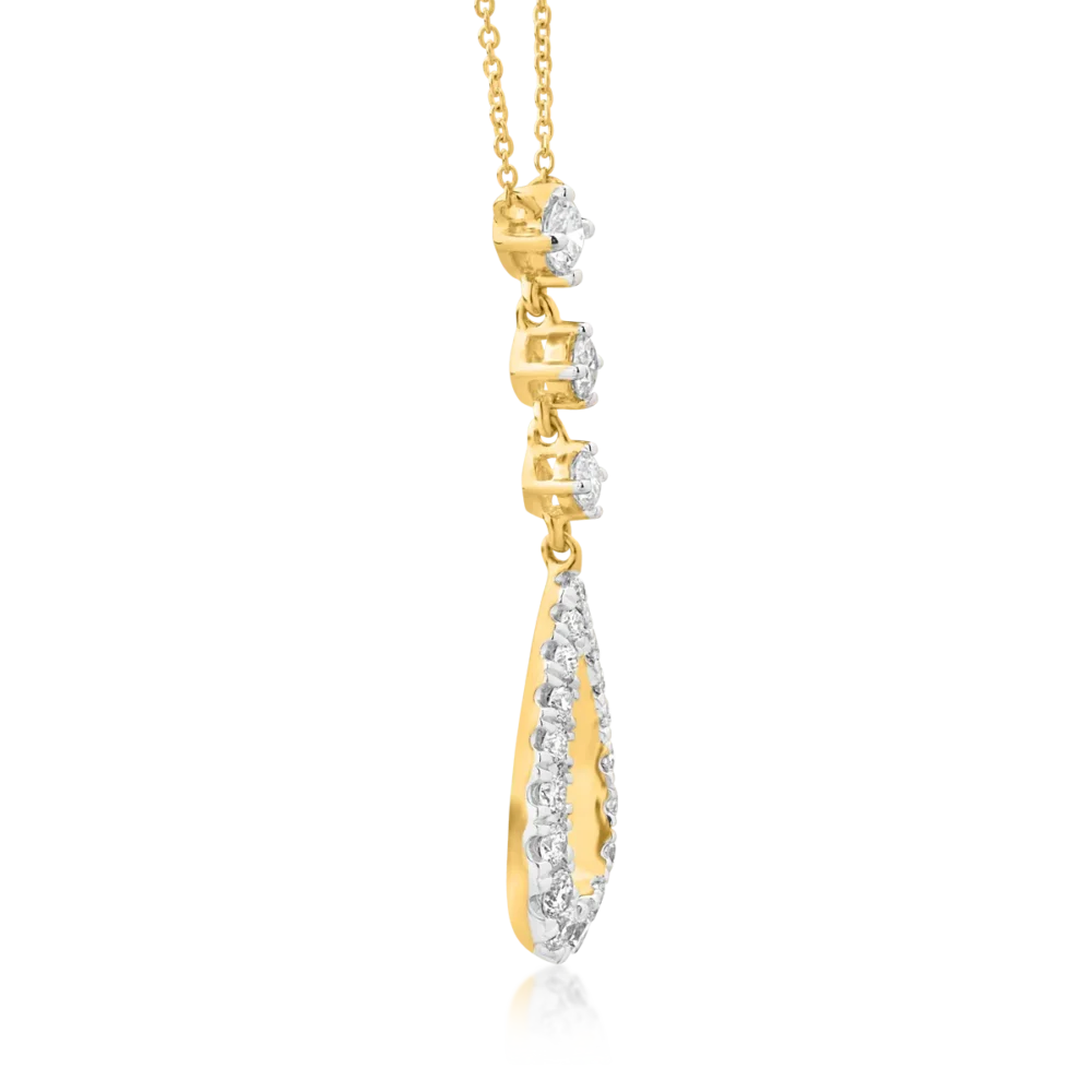 Lant cu pandantiv din aur galben cu diamante de 0.459ct - imagine 3