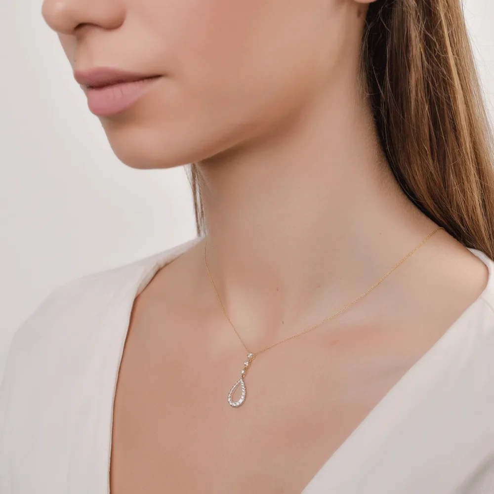 Lant cu pandantiv din aur galben cu diamante de 0.459ct - imagine 4