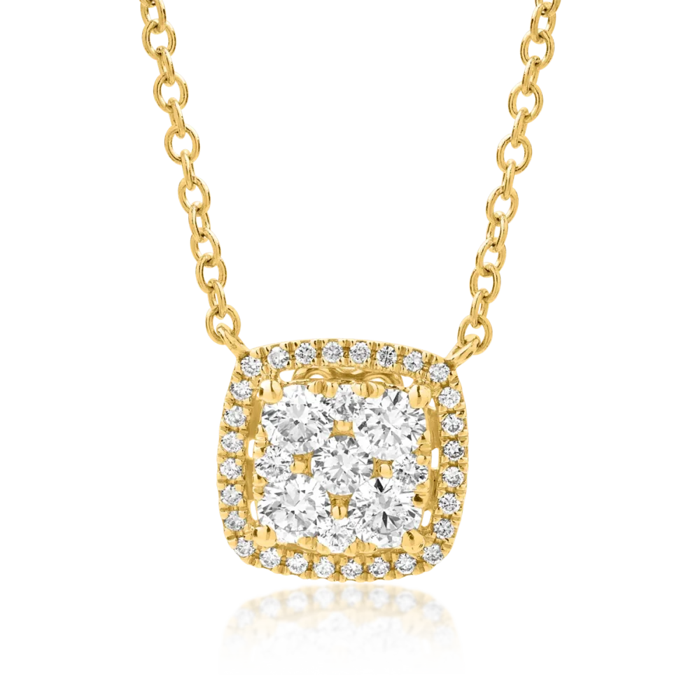 Lant cu pandantiv din aur galben cu diamante de 0.49ct