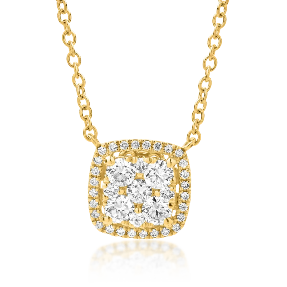 Lant cu pandantiv din aur galben cu diamante de 0.73ct