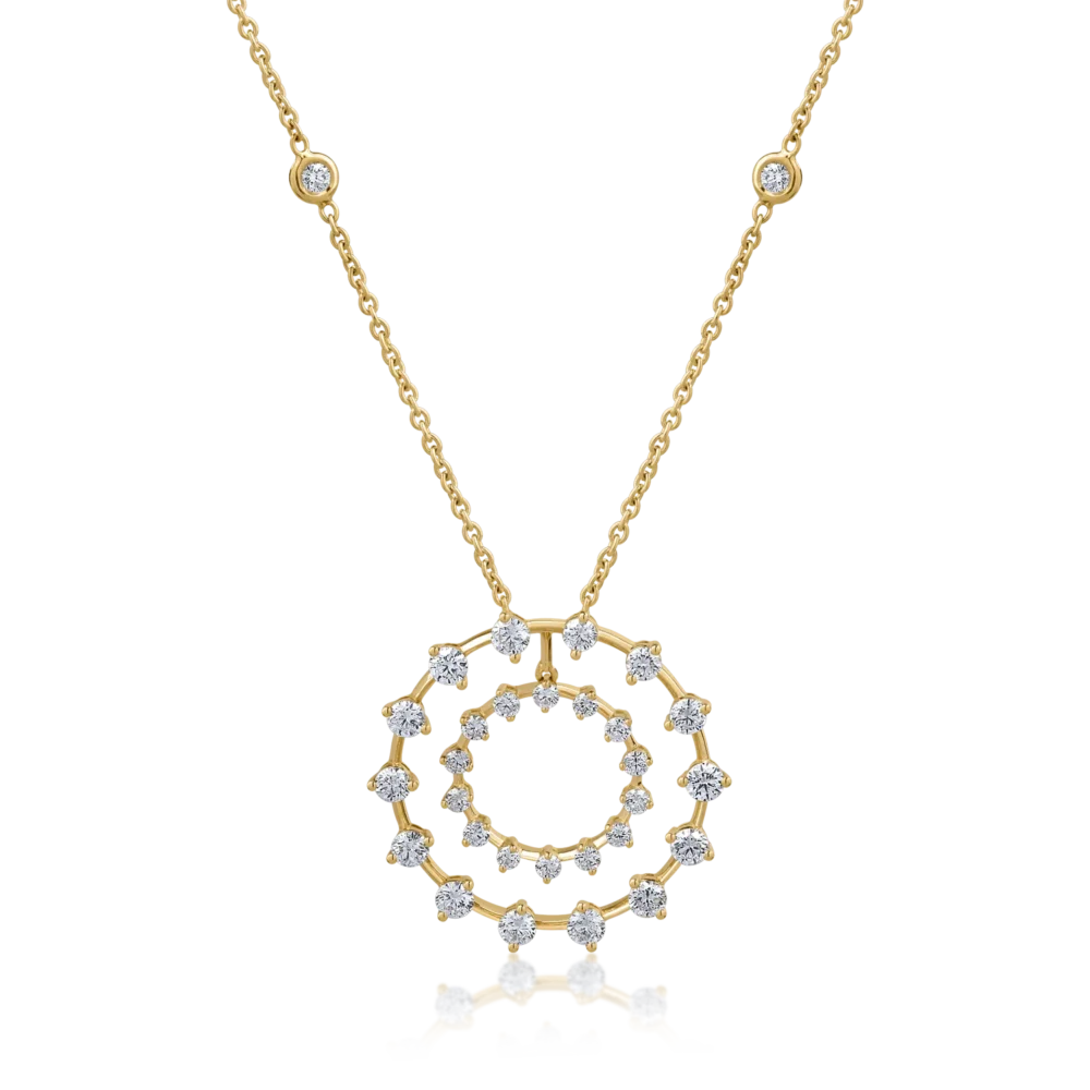 Lant cu pandantiv din aur galben cu diamante de 1.88ct