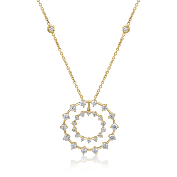 Lant cu pandantiv din aur galben cu diamante de 1.88ct