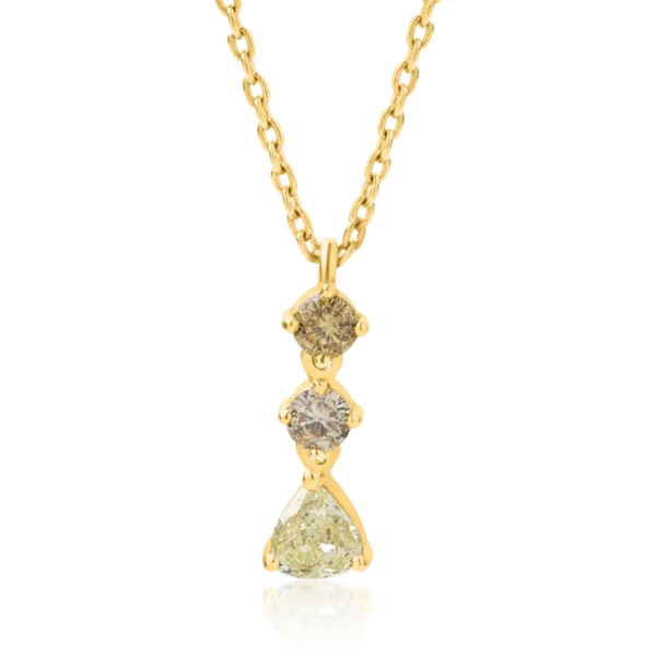 Lant cu pandantiv din aur galben cu diamante galbene pear si rotunde de 0.39ct