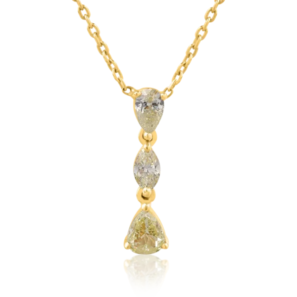 Lant cu pandantiv din aur galben cu diamante galbene marquise si pear de 0.46ct