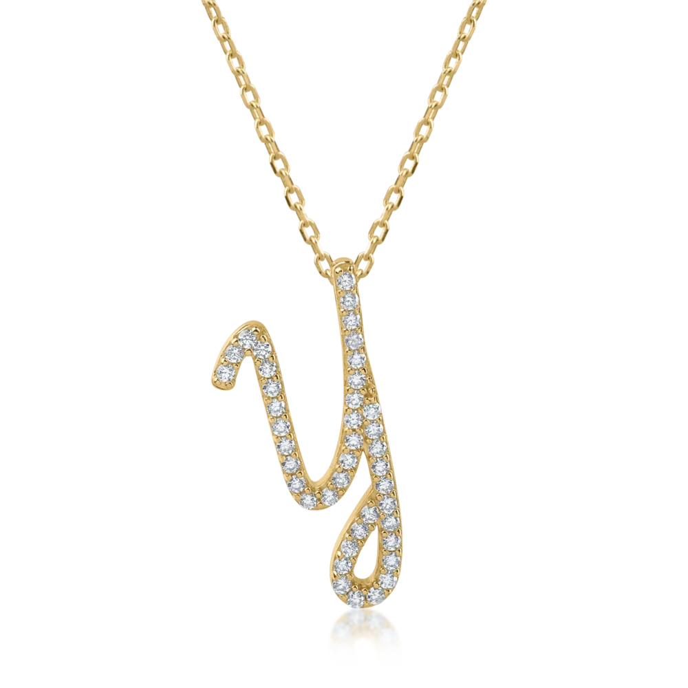 Lant cu pandantiv din aur galben