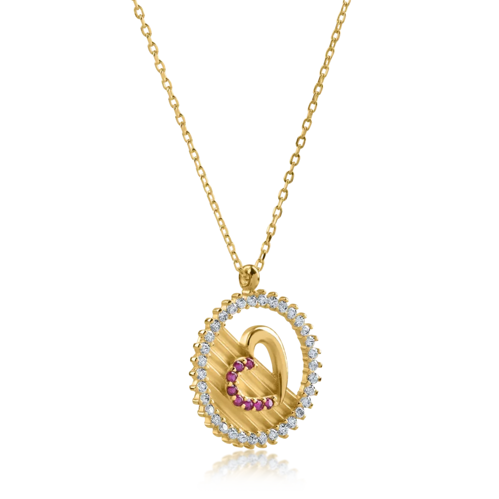 Lant cu pandantiv din aur galben - imagine 2