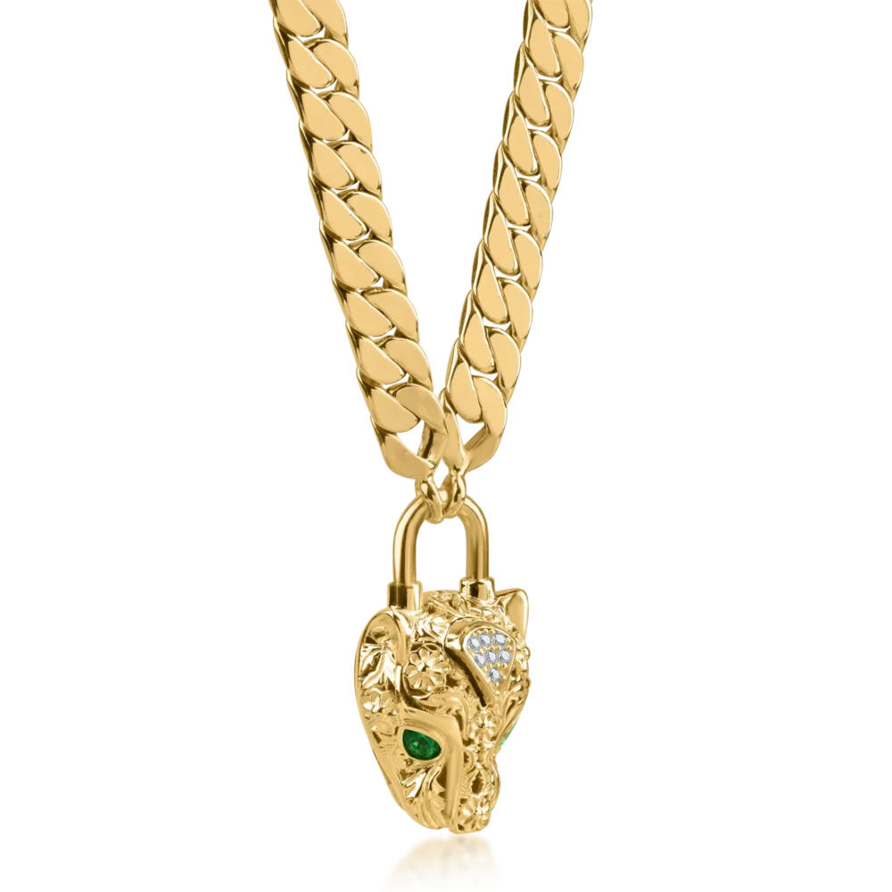 Lant cu pandantiv din aur galben - imagine 2