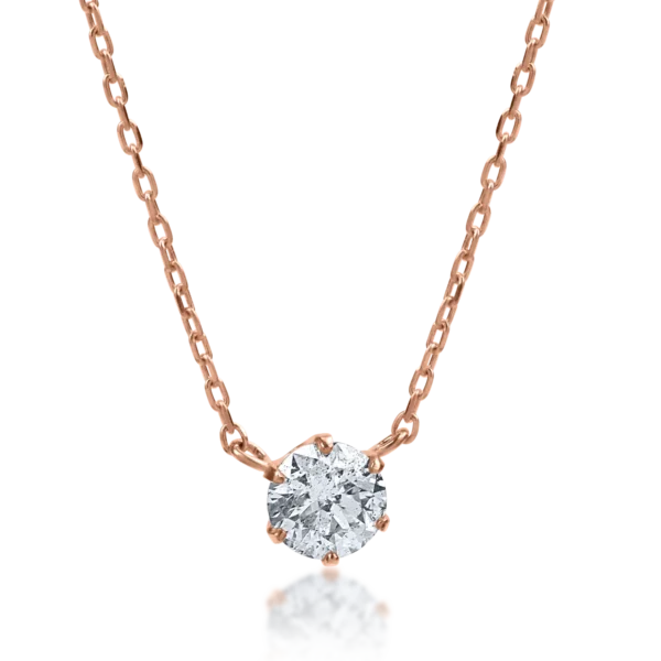 Lant cu pandantiv din aur roz cu diamant de 0.22ct