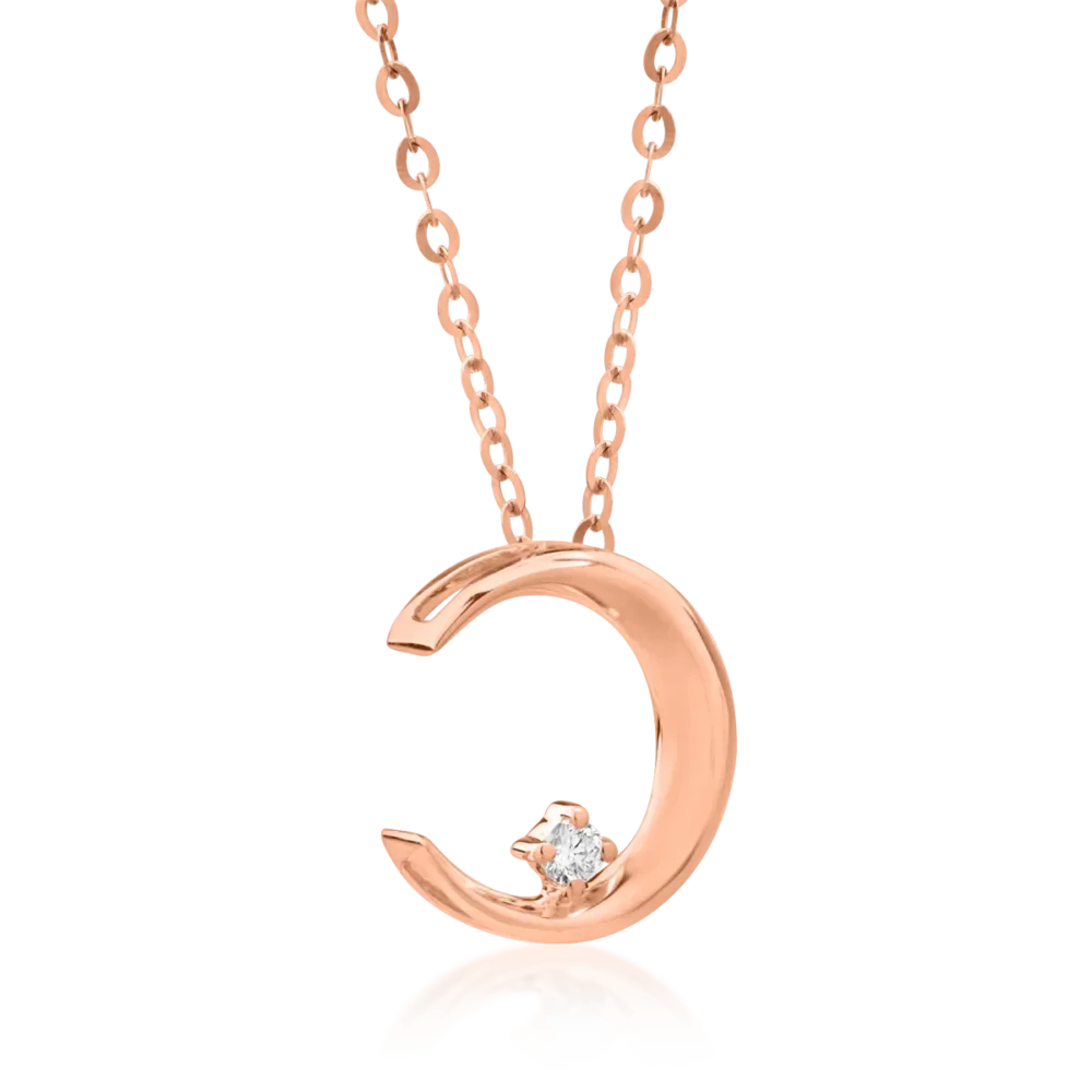 Lant cu pandantiv din aur roz cu diamante de 0.014ct - imagine 2