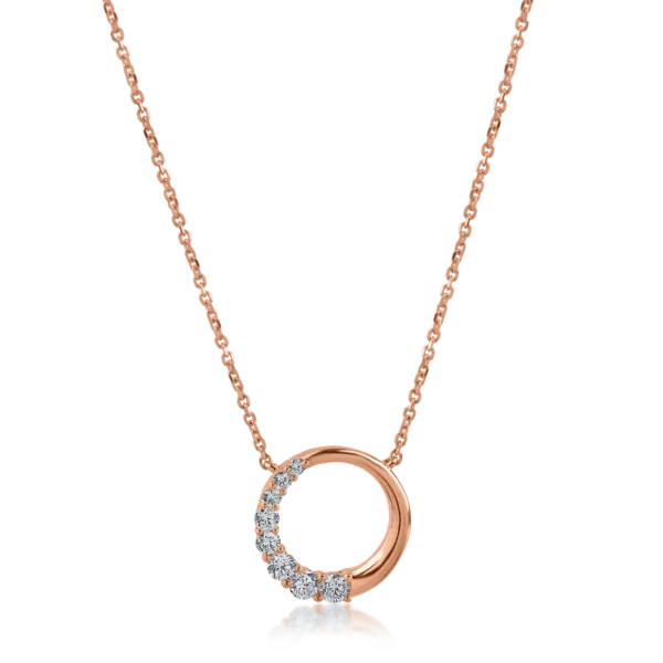 Lant cu pandantiv din aur roz cu diamante de 0.19ct