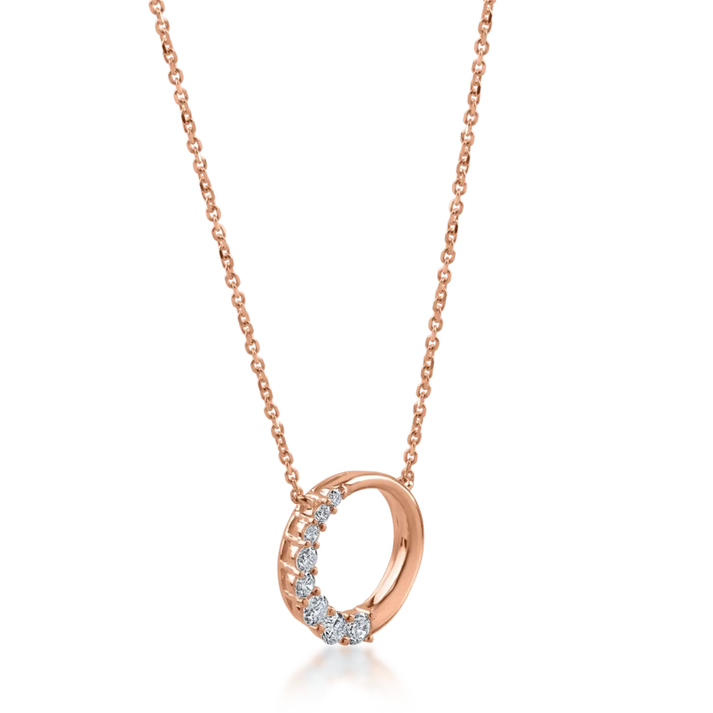 Lant cu pandantiv din aur roz cu diamante de 0.19ct - imagine 2