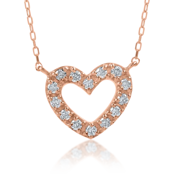 Lant cu pandantiv din aur roz cu diamante de 0.1ct