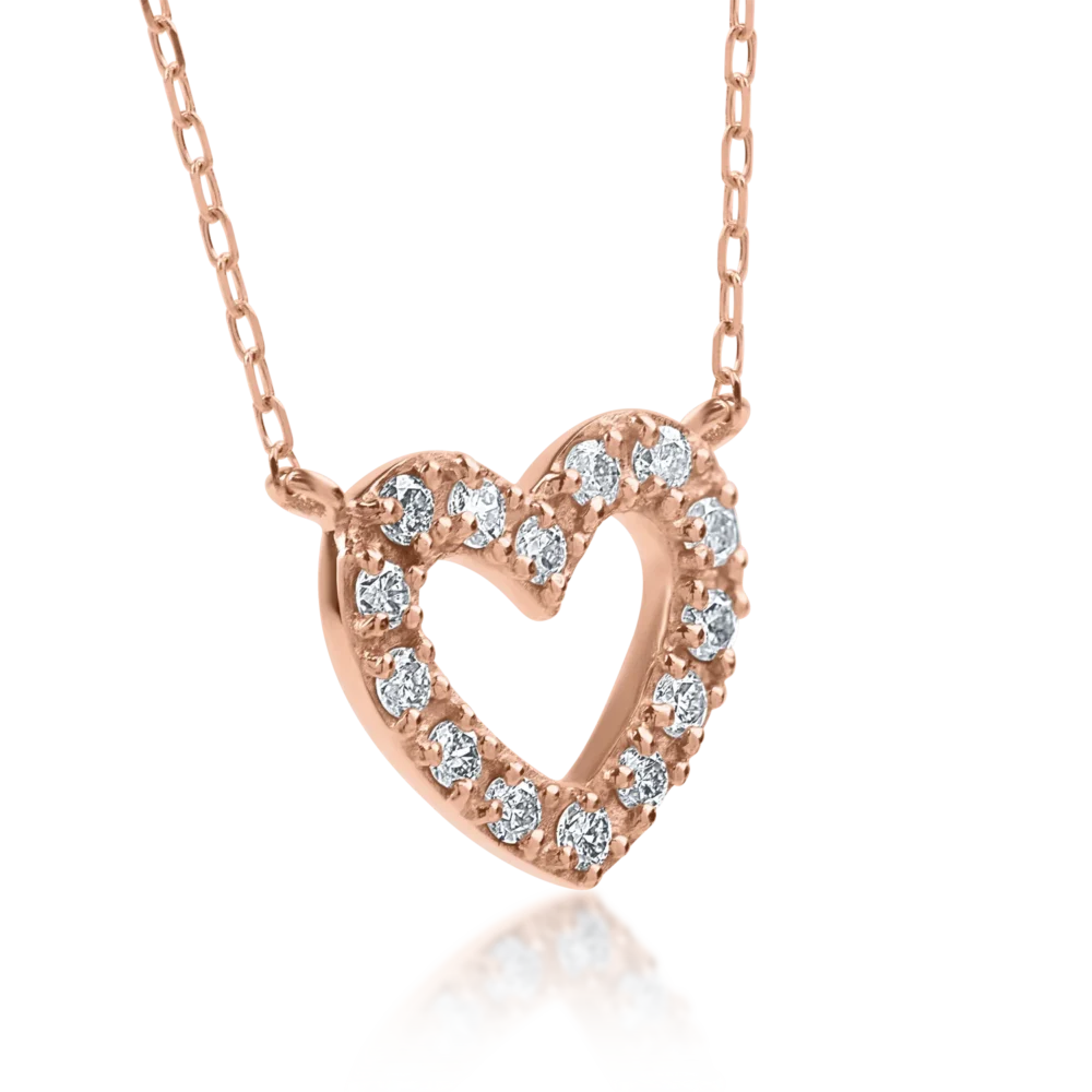 Lant cu pandantiv din aur roz cu diamante de 0.1ct - imagine 2