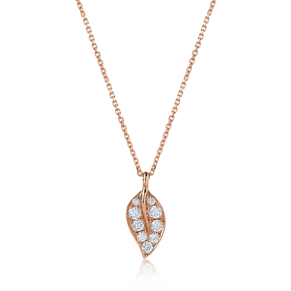 Lant cu pandantiv din aur roz cu diamante de 0.25ct