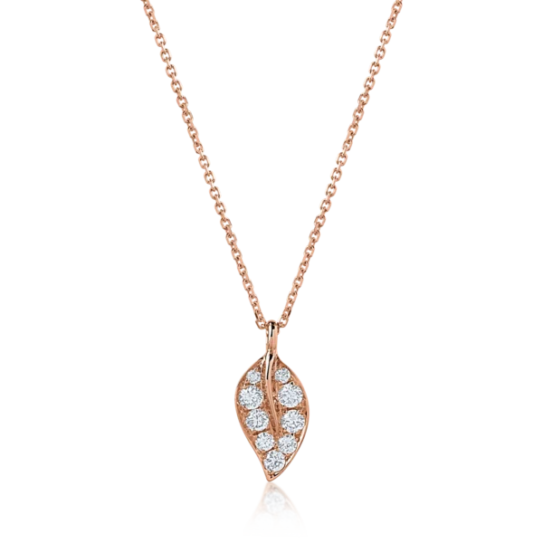 Lant cu pandantiv din aur roz cu diamante de 0.25ct