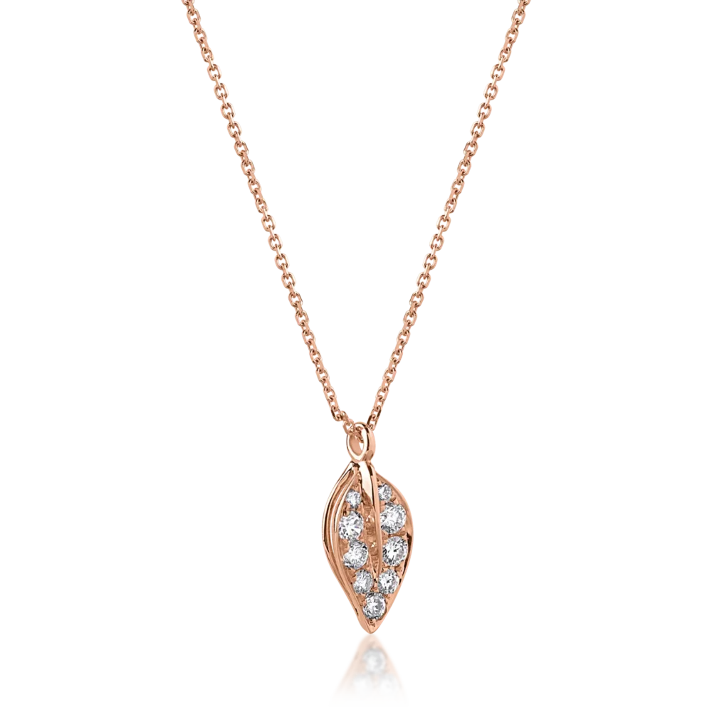 Lant cu pandantiv din aur roz cu diamante de 0.25ct - imagine 2