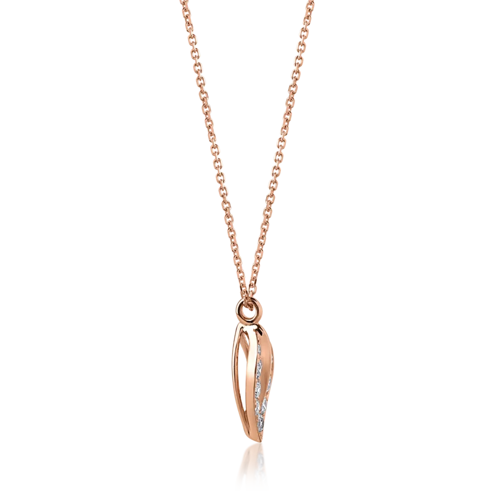 Lant cu pandantiv din aur roz cu diamante de 0.25ct - imagine 3