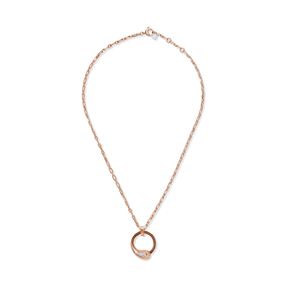 Lant cu pandantiv din aur roz cu diamante de 0.25ct