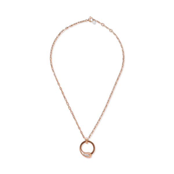 Lant cu pandantiv din aur roz cu diamante de 0.25ct