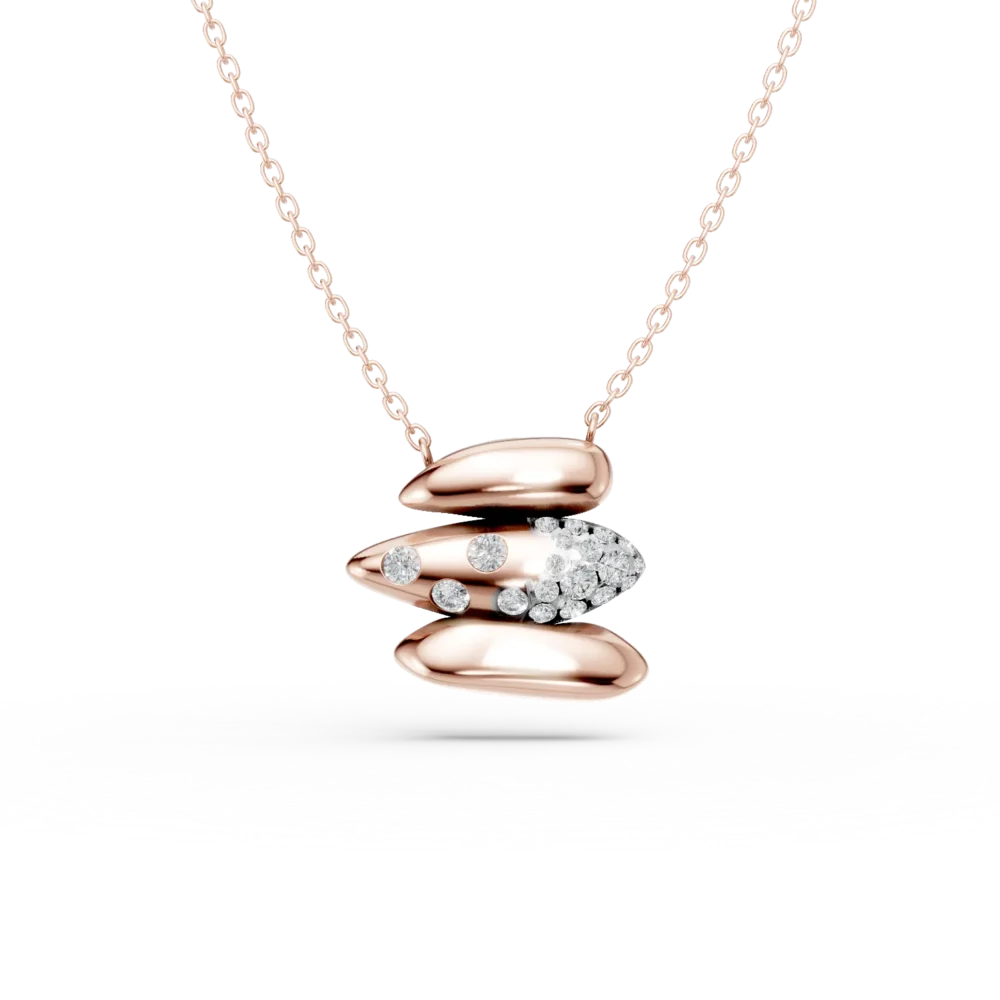 Lant cu pandantiv din aur roz cu diamante de 0.2ct